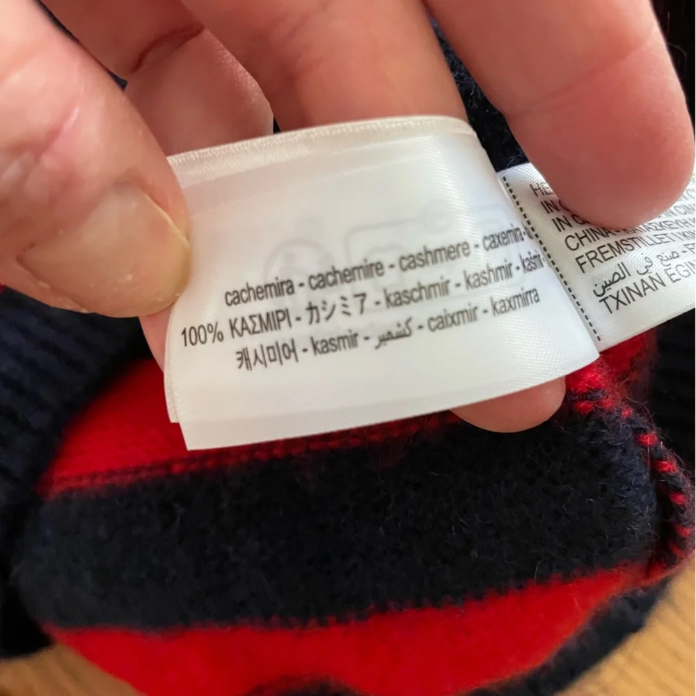 Zara kids %100 Cashmere Red and dark navy Striped Sweater